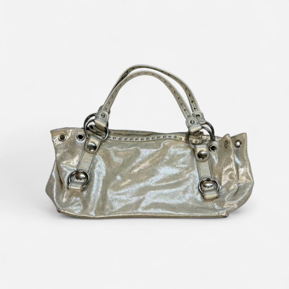 y2k Kathy Van Zeeland silver metallic medium size shoulder bag purse